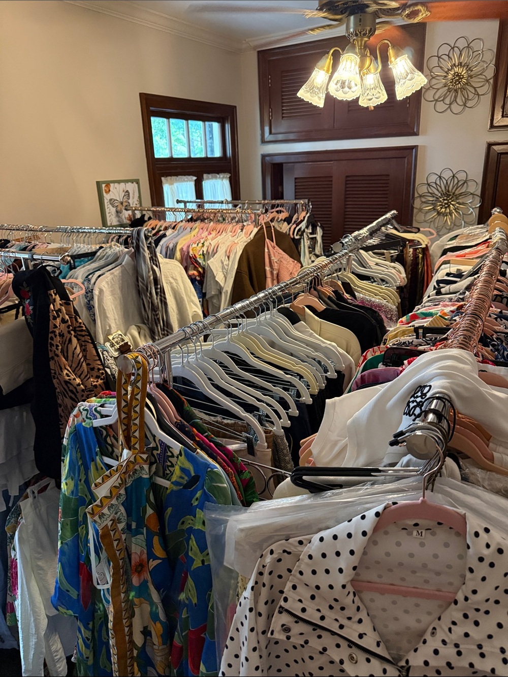 Mixed Women's Clothing Rack - Polka Dot Shirt Visible